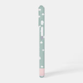 ミントグリーンダルメシアン ドット 斑点 お名前 iPhone 16ケース (左側面)