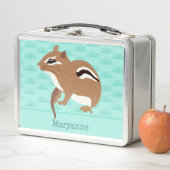 ミントグリーンチップムン男女兼用クパーソナライズされた メタルランチボックス (インサイチュ)