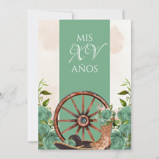 ミントグリーンチャラキンセアニェラウエスタンセージバラ 招待状 (裏面)