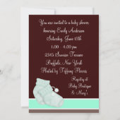 ミントグリーンチョコレートブラウンベビーシャワー 招待状 (裏面)