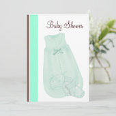 ミントグリーンチョコレートブラウンベビーシャワー 招待状 (スタンド正面)