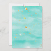 ミントグリーンティール(緑がかった色)ブルー金ゴールドエッフェルタワースイート16 招待状 (裏面)