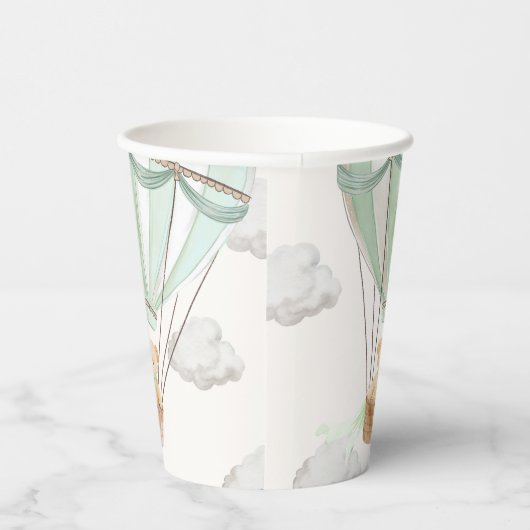 ミントグリーンテディベアホットエアバルーン 紙コップ (右)