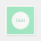ミントグリーンテンプレート モノグラム モダン エレガント スタンダードカクテルナプキン (正面)