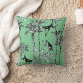 ミントグリーントイルモンキープリント クッション (ブランケット)