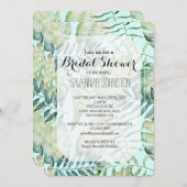 ミントグリーントロピカル離れブライダルシャワー 招待状 (正面/裏面)
