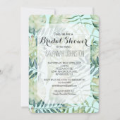 ミントグリーントロピカル離れブライダルシャワー 招待状 (正面)