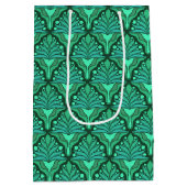 ミントグリーントーンアールヌーボー幾何学模様 ミディアムペーパーバッグ (裏面)