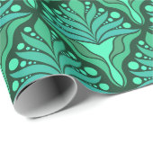 ミントグリーントーンアールヌーボー幾何学模様 ラッピングペーパー (ロールコーナー)