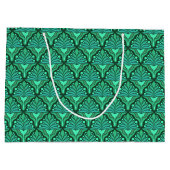ミントグリーントーンアールヌーボー幾何学模様 ラージペーパーバッグ (裏面)