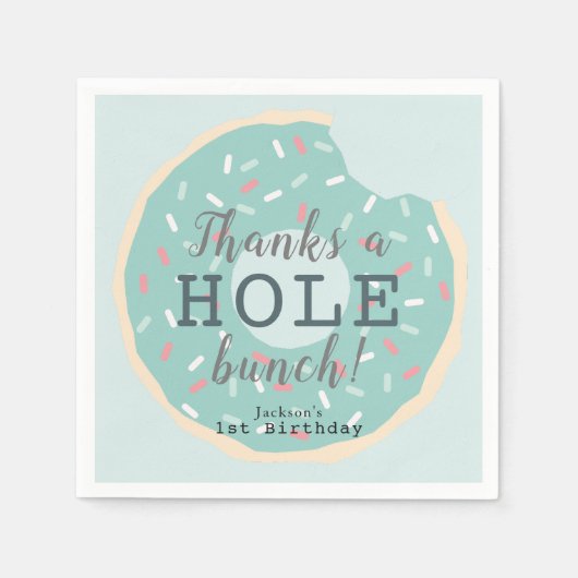 ミントグリーンドーナツボーイズミントグリーンドーナツボーイズ誕生日サンキューサンキュー スタンダードカクテルナプキン (正面)
