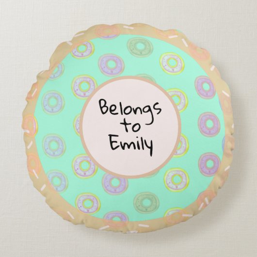 ミントグリーンドーナツTouch丸枕  ラウンドクッション (正面)