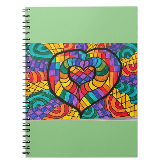 ミントグリーンノートパソコ数々のン(カラーハート付) ノートブック (正面)