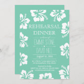 ミントグリーンハイビスカスフラワーリハーサルディナー 招待状 (正面/裏面)