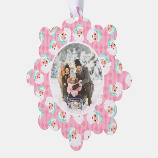 ミントグリーンハットヴィンテージクリスマスのサンタクロース オーナメントカード (左)