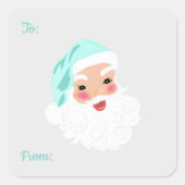 ミントグリーンハットヴィンテージクリスマスのサンタクロース スクエアシール (正面)