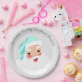 ミントグリーンハットヴィンテージクリスマスのサンタクロース ペーパープレート (パーティー)