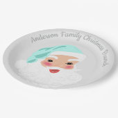 ミントグリーンハットヴィンテージクリスマスのサンタクロース ペーパープレート (アングル)