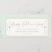 ミントグリーンハッピーファーザーの日ギフトバウチャーカード 招待状 (正面/裏面)