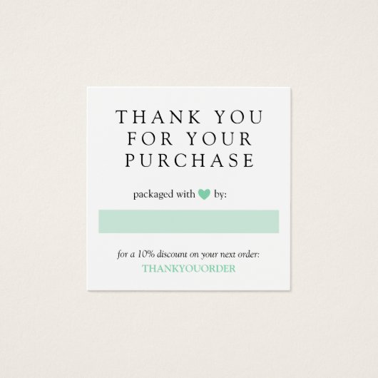 ミントグリーンハートご注文ソーシャルメディアありがとうございます (正面)