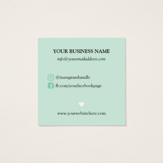 ミントグリーンハートご注文ソーシャルメディアありがとうございます (裏面)