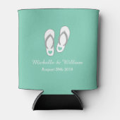 ミントグリーンハートビーチ結婚スリッパの缶クーラー 缶クーラー (正面)