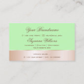 ミントグリーンバラ金ゴールドデコールかわいい花フローラ 名刺 (裏面)