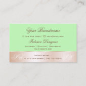 ミントグリーンバラ金ゴールドデコールフラワーとイニシャル 名刺 (裏面)