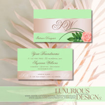 ミントグリーンバラ金ゴールドデコールフラワーウィズモノグラム