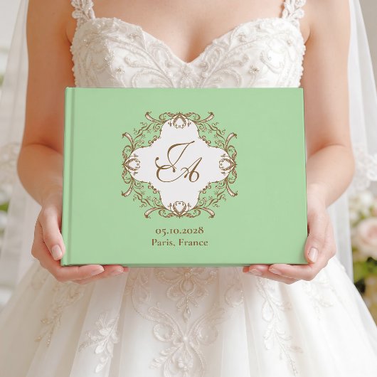 ミントグリーンバロック結婚式ゲストブック ゲストブック