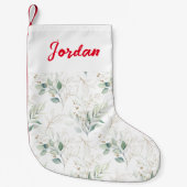 ミントグリーンパステルフローラグリーナリーパターン スモールクリスマスストッキング (正面)