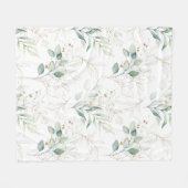 ミントグリーンパステルフローラグリーナリーパターン フリースブランケット (正面(横))