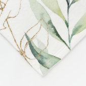 ミントグリーンパステルフローラグリーナリーパターン フリースブランケット (角)