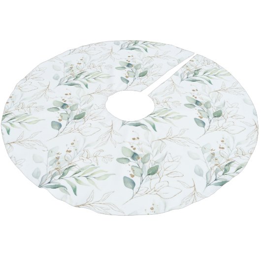 ミントグリーンパステルフローラグリーナリーパターン ブラッシュドポリエステルツリースカート (アングル)