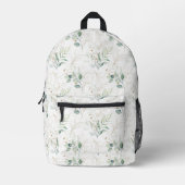 ミントグリーンパステルフローラグリーナリーパターン プリントバックパック (正面)
