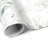 ミントグリーンパステルフローラグリーナリーパターン ラッピングペーパー (ロールコーナー)