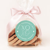 ミントグリーンパーソナライズされたXOXOバレンタインデー ラウンドシール