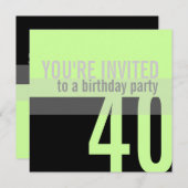 ミントグリーンパーティの招待状40歳 招待状 (正面/裏面)