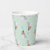 ミントグリーンパーティーハット誕生日 紙コップ (裏面)