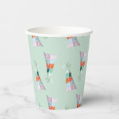 ミントグリーンパーティーハット誕生日 紙コップ (正面)