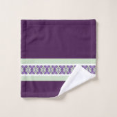 ミントグリーンパープルとホワイトストライプアクセント バスタオルセット (ウォッシュタオル)