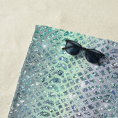 ミントグリーンパープルグリッタースネークプリント ビーチタオル (インサイチュ)