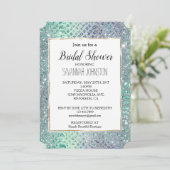 ミントグリーンパープルグリッタースネークプリント 招待状 (スタンド正面)