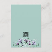 ミントグリーンパープルフローラQRコード詳細結婚ズ エンクロージャーカード (裏面)