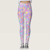 ミントグリーンパープルブルーピンクミッドセンチュリーパターン レギンス (正面)