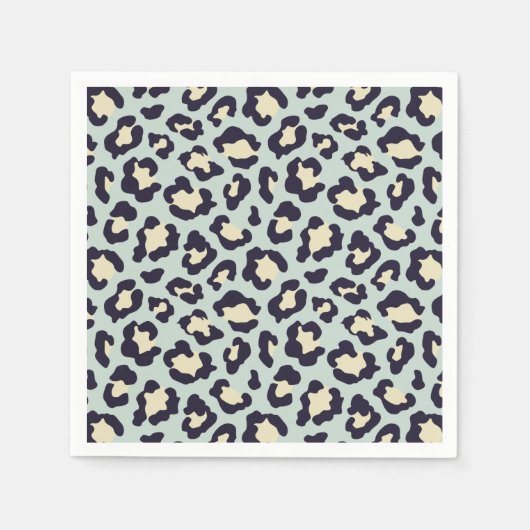 ミントグリーンヒョウ柄 スタンダードカクテルナプキン (正面)