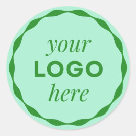 ミントグリーンビジネス ロゴ スカロップ 円形 ステッカー
