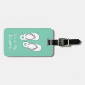 ミントグリーンビーチスリッパ旅行荷物タグ ラゲッジタグ (正面横)