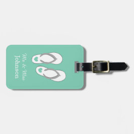 ミントグリーンビーチスリッパ旅行荷物タグ ラゲッジタグ