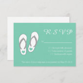 ミントグリーンビーチスリッパRSVP結婚のカード 出欠カード (正面/裏面)